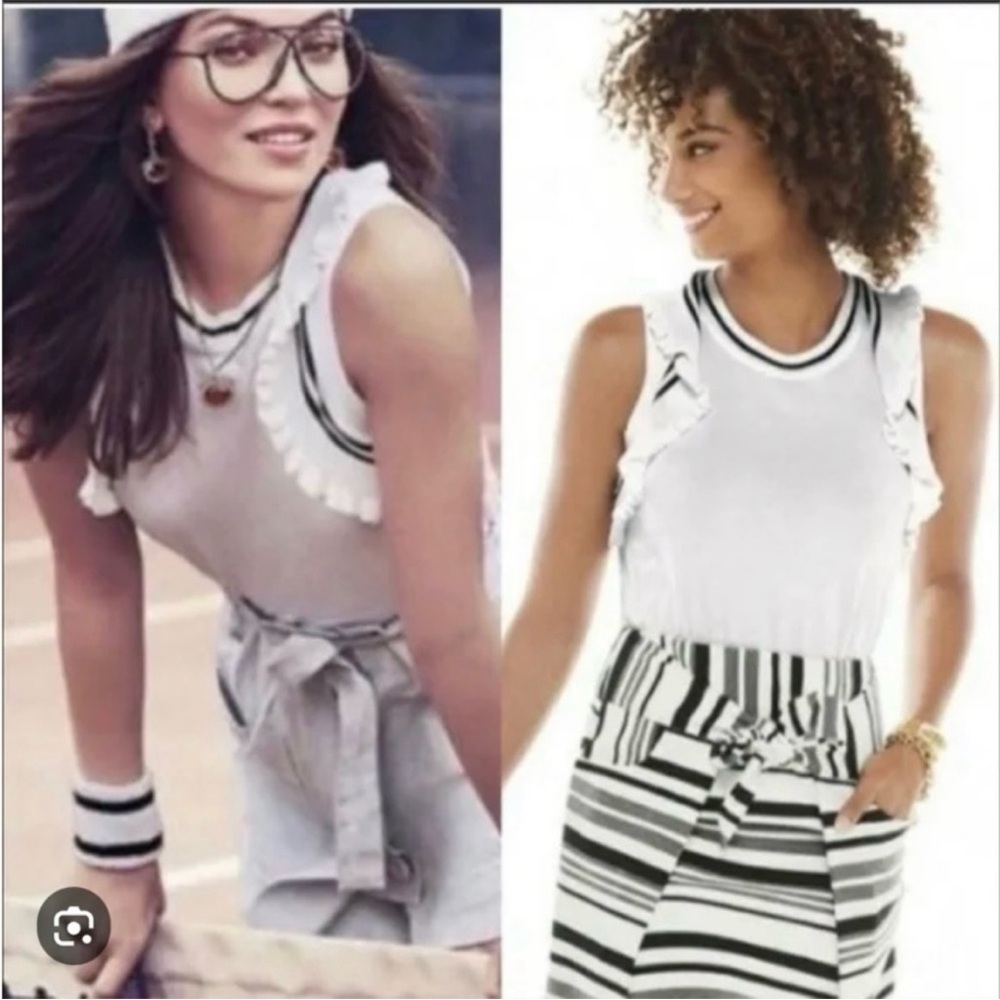 CAbi TopSpin white sleeveless tee size L - Picture 3 of 4